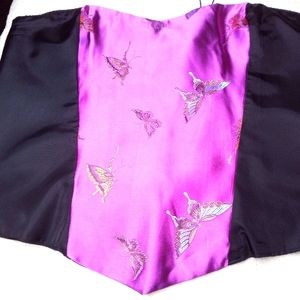 Handmade Corset GORGEOUS Magenta Butterfly Silk
